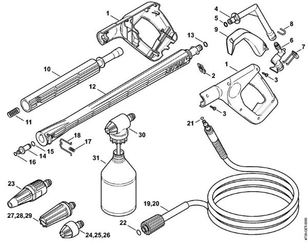 Spray gun, Spray lance/wand Electric pressure washers (RE) RE 126 K Stihl