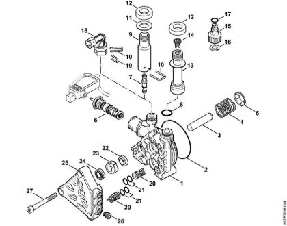 Pump, valve block Electric pressure washers (RE) RE 127 PLUS Stihl