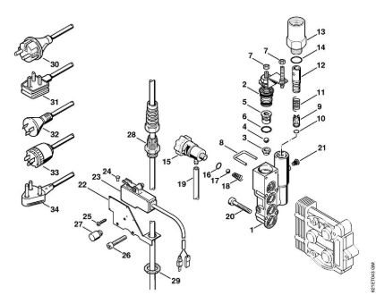 Regulation valve block, Power cable Electric pressure washers (RE) RE 160 K Stihl