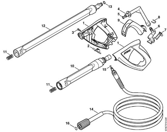 Spray gun, Spray lance/wand Electric pressure washers (RE) RE 162 Stihl
