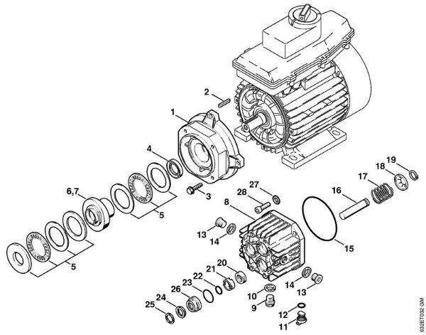 Drive housing, Pump Electric pressure washers (RE) RE 280 K Stihl