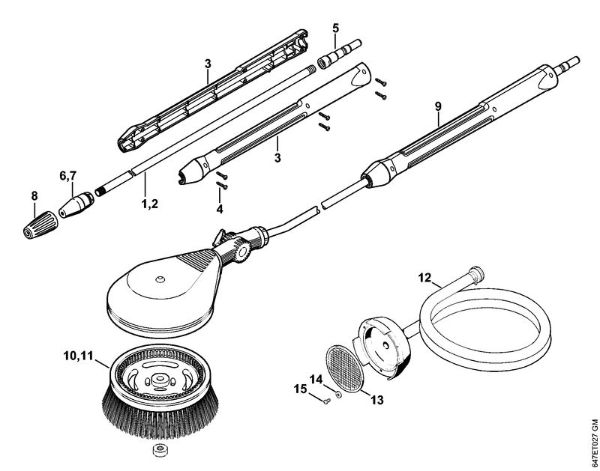 Rotory nozzle, rotory washing brush, Suction hose Electric pressure washers (RE) RE 281 Stihl