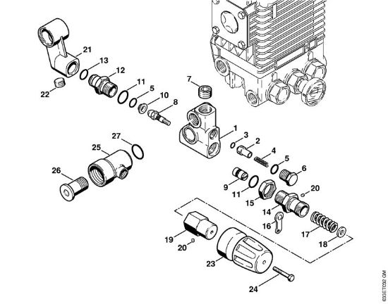 Regulation valve block    X 42 343 563 (30.2000) Electric pressure washers (RE) RE 360 K Stihl