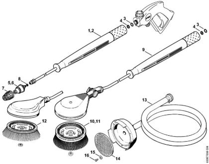 Rotory nozzle, rotory washing brush, Suction hose Electric pressure washers (RE) RE 360 K Stihl