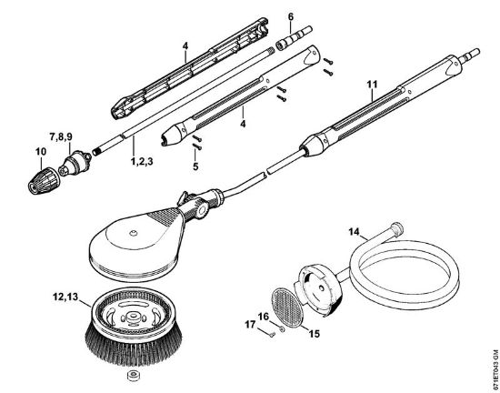 Rotory nozzle, rotory washing brush, Suction hose Electric pressure washers (RE) RE 361 Stihl