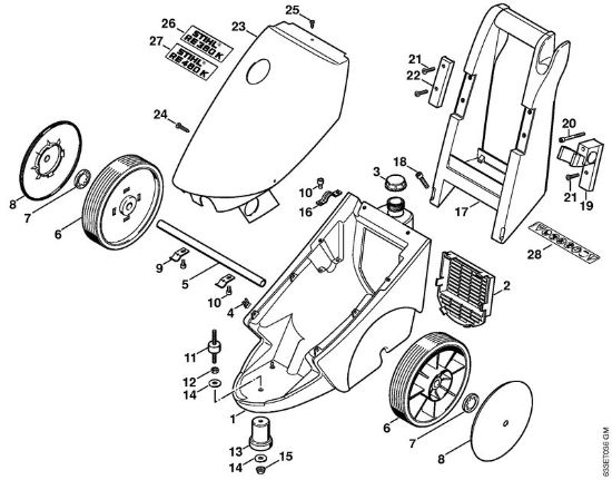 Chassis, Machine cover Electric pressure washers (RE) RE 460 K Stihl