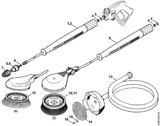 Rotory nozzle, rotory washing brush, Suction hose Electric pressure washers (RE) RE 460 K Stihl