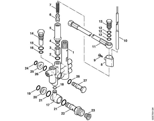 Regulation valve block, Safety valve Electric pressure washers (RE) RE 580 W Stihl
