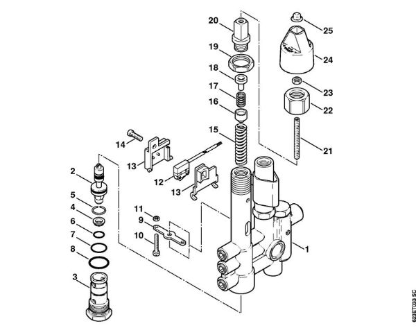 Regulation valve block, Control piston Electric pressure washers (RE) RE 660 W Stihl