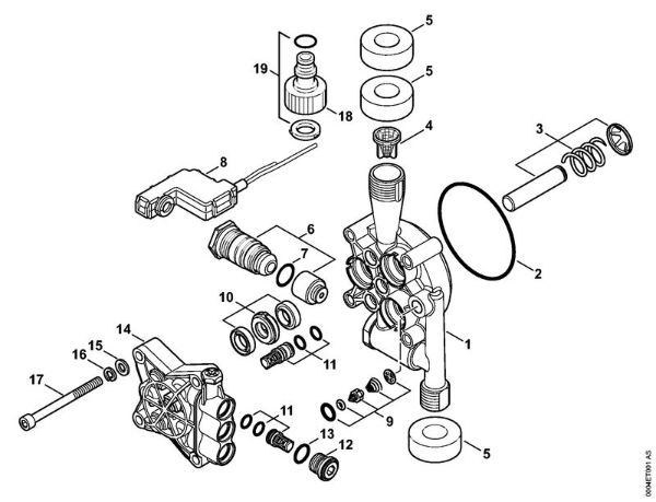 Pump housing, valve block Electric pressure washers (RE) RE 88 Stihl