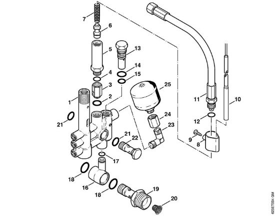 Regulation valve block, Safety valve Electric pressure washers (RE) RE 880 W Stihl