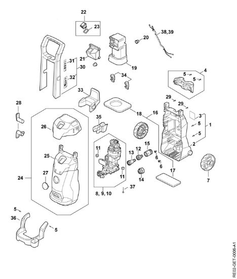 Picture of Chassis, Air baffle, Shroud, Switch housing RE 90.0