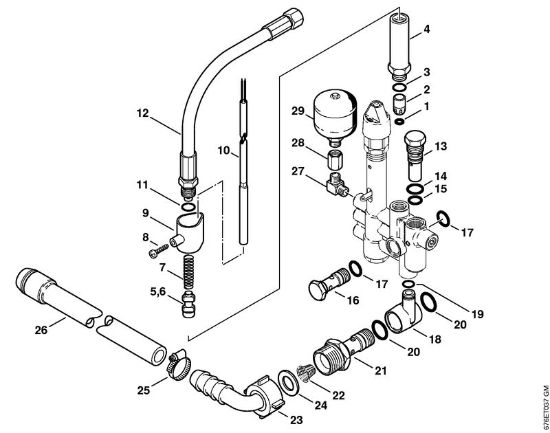 Regulation valve block, Safety valve Electric pressure washers (RE) RE 961 PLUS Stihl
