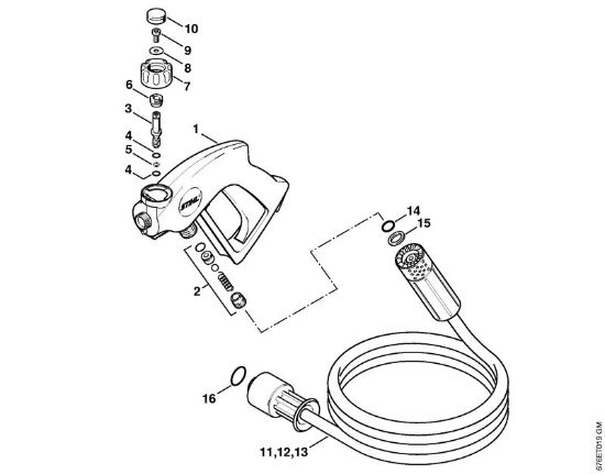 Spray gun, High-pressure hose (40.2009) Electric pressure washers (RE) RE 961 PLUS Stihl