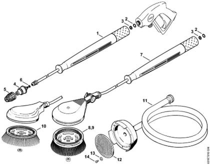Rotory nozzle, rotory washing brush, Suction hose Gasoline powered pressure washers (RB) RB 301 Stihl