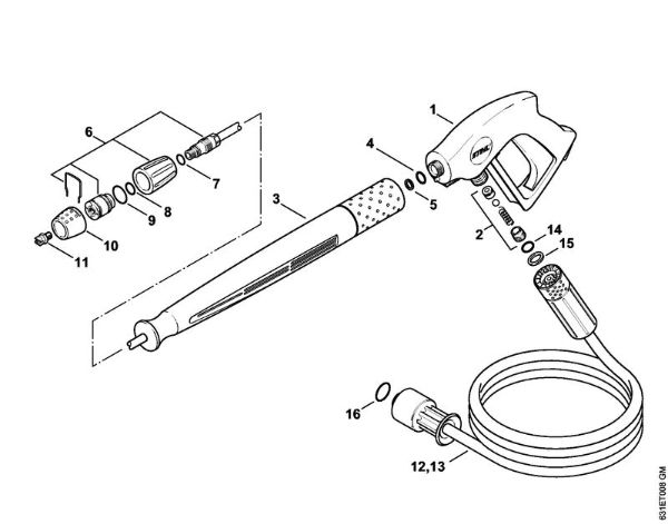 Spray gun, Spray lance/wand Gasoline powered pressure washers (RB) RB 302 Stihl