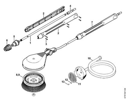 Rotory nozzle, rotory washing brush, Suction hose Gasoline powered pressure washers (RB) RB 402 Stihl