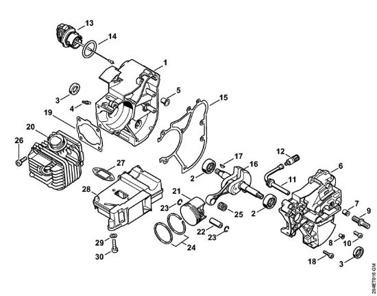 Crankcase, Cylinder Special-purpose units (PC, SP, MC) MC 200 Stihl