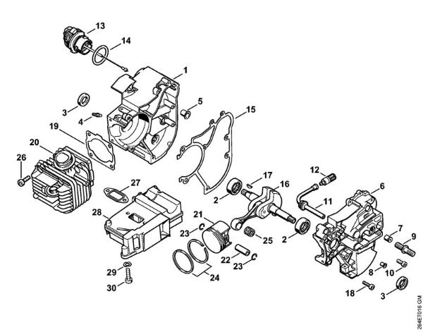 Crankcase, Cylinder Special-purpose units (PC, SP, MC) MC 200 Stihl
