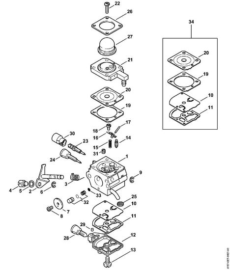 Carburetor 4137/22 Special-purpose units (PC, SP, MC) PC 70 Stihl