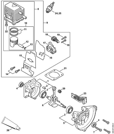 Crankcase, Cylinder Special-purpose units (PC, SP, MC) PC 70 Stihl