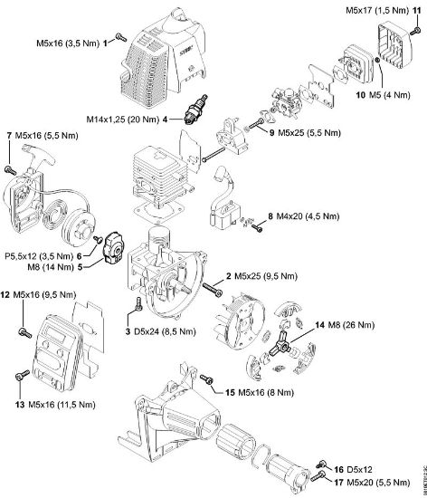 Tightening torques Special-purpose units (PC, SP, MC) PC 70 Stihl