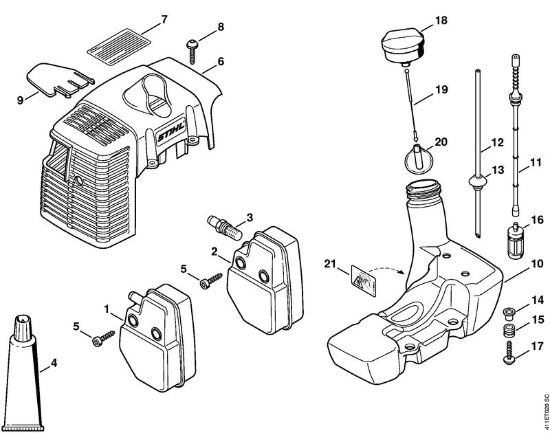 Shroud, Fuel tank Special-purpose units (PC, SP, MC) SP 200 Stihl