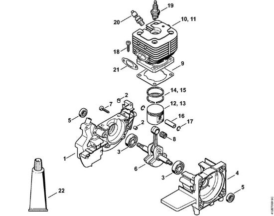 Crankcase, Cylinder Special-purpose units (PC, SP, MC) SP 450 Stihl