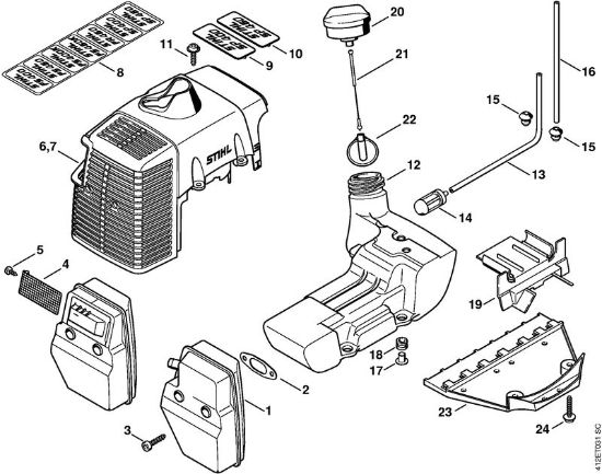 Muffler, Shroud Special-purpose units (PC, SP, MC) SP 450 Stihl