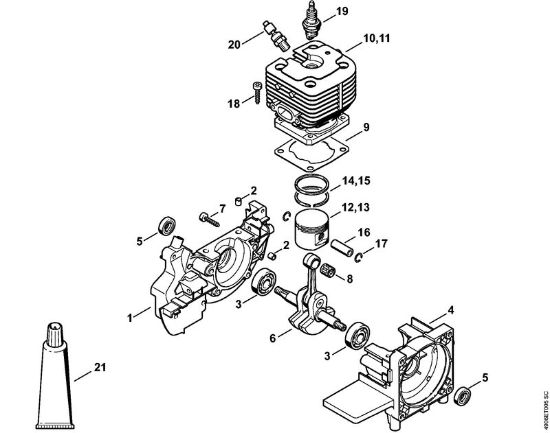 Crankcase, Cylinder Special-purpose units (PC, SP, MC) SP 451 Stihl