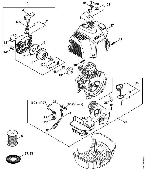 Rewind starter, Fuel tank Special-purpose units (PC, SP, MC) SP 452 Stihl