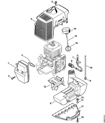 Muffler, Shroud, Fuel tank Special-purpose units (PC, SP, MC) SP 481 Stihl