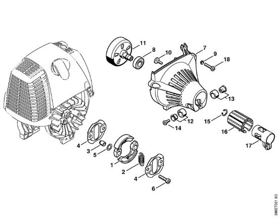 Clutch, Fan housing Special-purpose units (PC, SP, MC) SP 90 Stihl