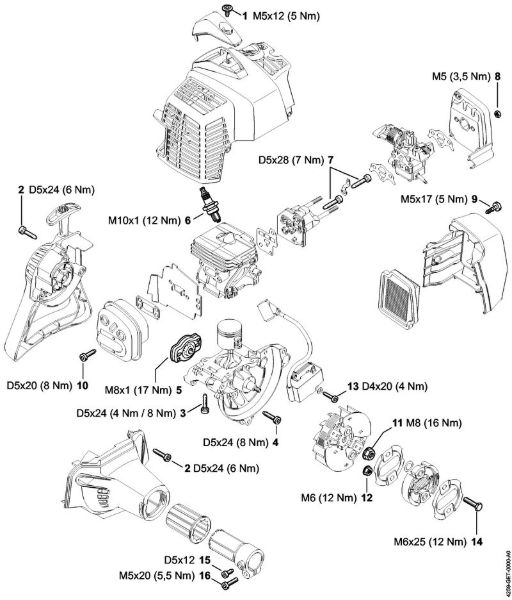 Tightening torques Special-purpose units (PC, SP, MC) SP 92 C-E Stihl