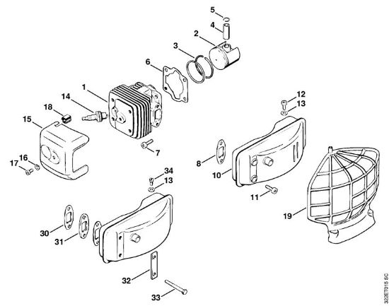 Cylinder, Piston Mistblowers (SR) BG 17 Stihl
