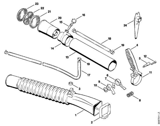 Pleated hose, Control handle Mistblowers (SR) BG 17 Stihl