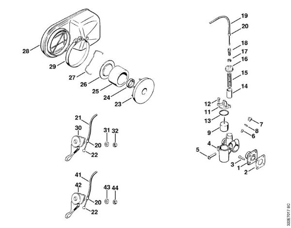 Carburetor, Silencer Mistblowers (SR) SG 17 L Stihl