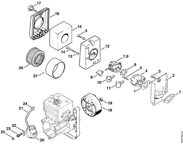 Air filter, Ignition system Mistblowers (SR) SR 320 Stihl