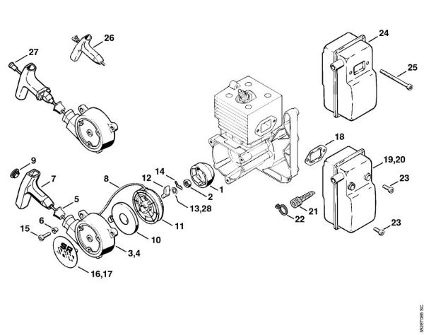 Rewind starter, Muffler Mistblowers (SR) SR 320 Stihl