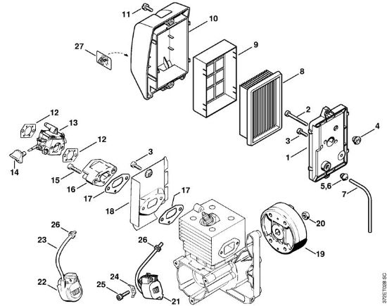 Air filter, Ignition system Mistblowers (SR) SR 340 Stihl