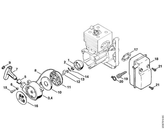 Rewind starter, Muffler Mistblowers (SR) SR 340 Stihl