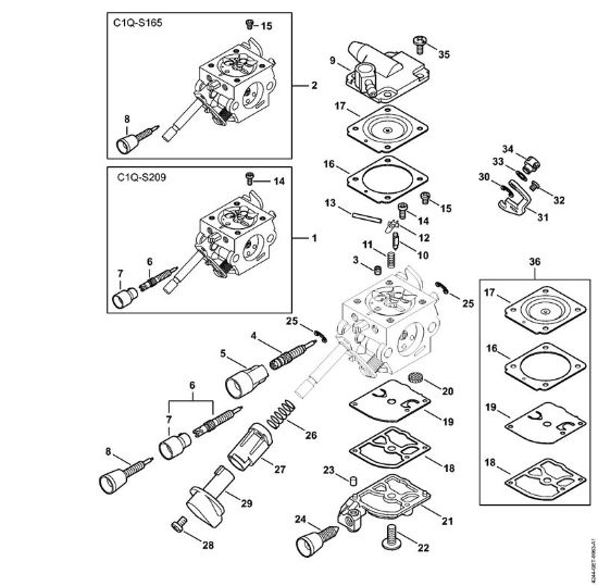 Carburetor C1Q-S209, C1Q-S165 Mistblowers (SR) SR 450 Stihl