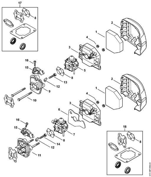 Air filter, Spacer flange Sprayers (SG) SG 230 Stihl