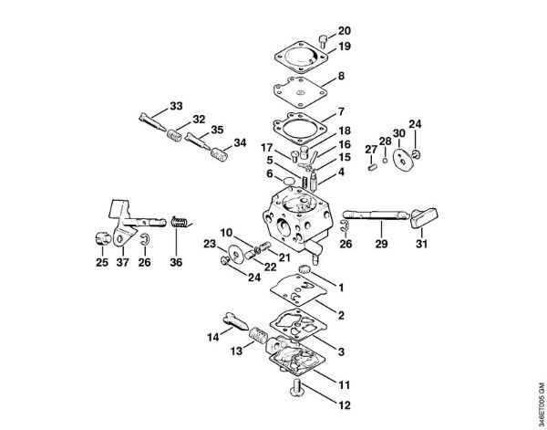 Carburetor WT-45, WT-112 Backpack brushcutters (FR) FR 106 Stihl