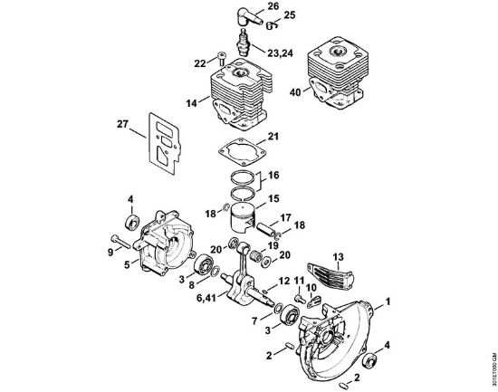 Crankcase, Cylinder Backpack brushcutters (FR) FR 106 Stihl
