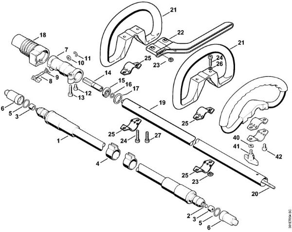 Flexible shaft, Loop handle Backpack brushcutters (FR) FR 106 Stihl