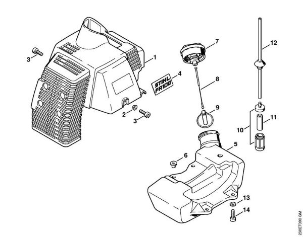 Cover, Fuel tank Backpack brushcutters (FR) FR 108 Stihl
