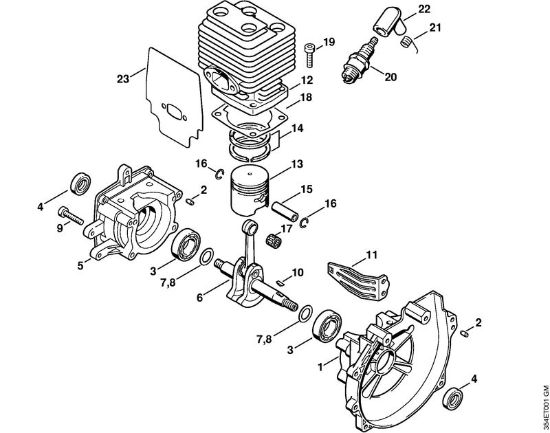 Crankcase, Cylinder Backpack brushcutters (FR) FR 108 Stihl