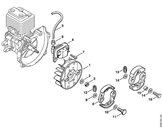 Ignition system, Clutch Backpack brushcutters (FR) FR 108 Stihl