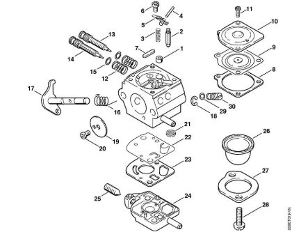 Carburetor SK12, SK12-7XA Backpack brushcutters (FR) FR 125 SEA Stihl